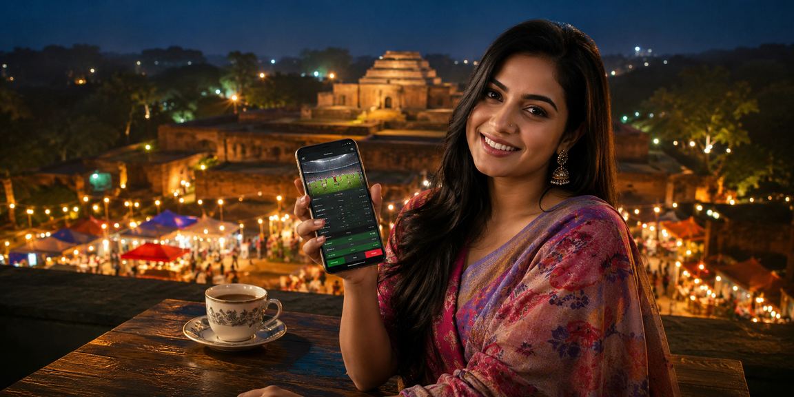 কুমিল্লার নাইট মার্কেটে মোবাইলে স্পোর্টস বেটিং বোনাস চেক করছেন একজন ব্যবহারকারী